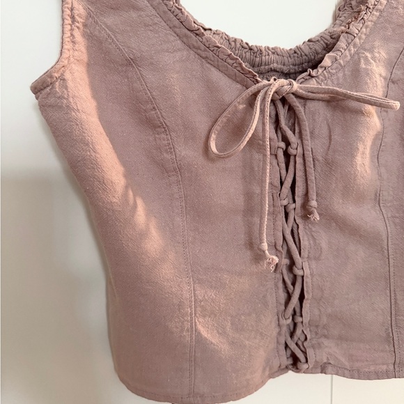 Abercrombie Linen Lace-Up Corset Tank - Picture 3 of 6